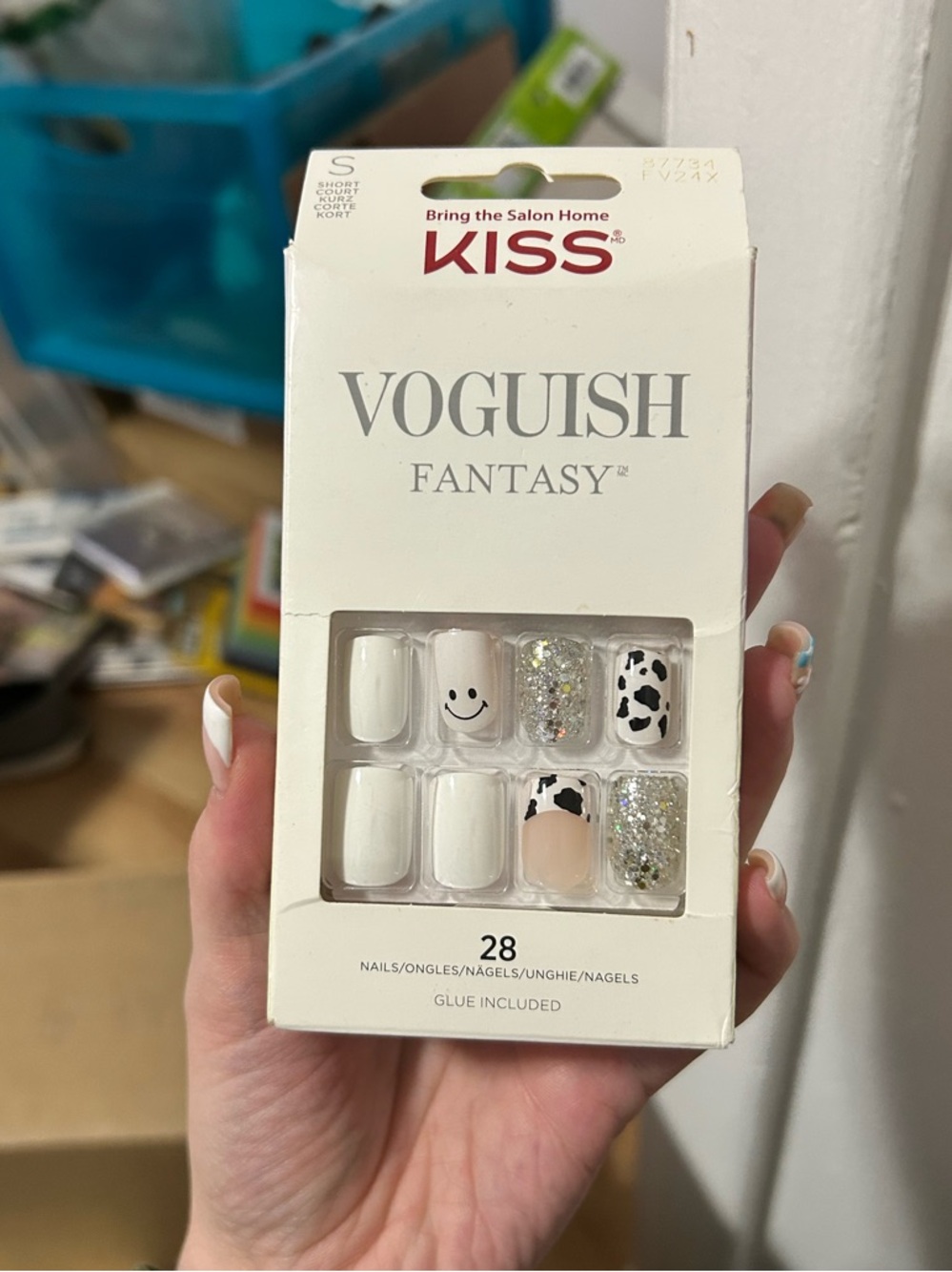 Kiss Voguish Fantasy White, Black & Silver Glitter Press-On Nails